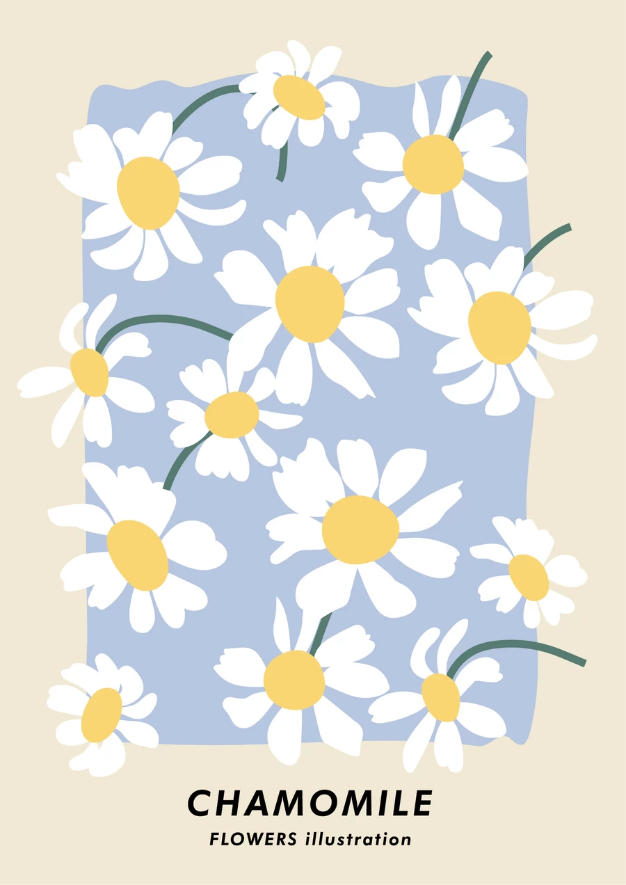 手绘小清新北欧花朵植物花卉插画海报封面画芯装饰AI矢量设计素材【021】